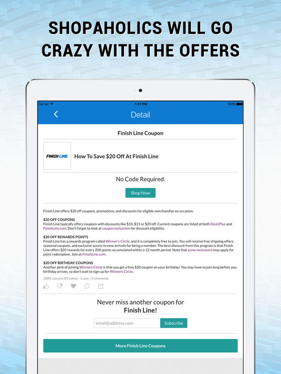 Finish line in store coupons