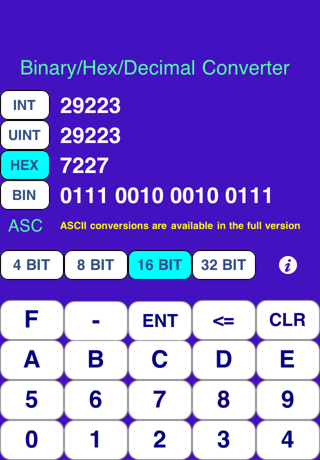 iConvert Hex Decimal Binary Lite free app screenshot 1
