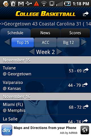 College Basketball Scoreboard free app screenshot 4