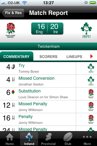 Irish Rugby free app screenshot 1