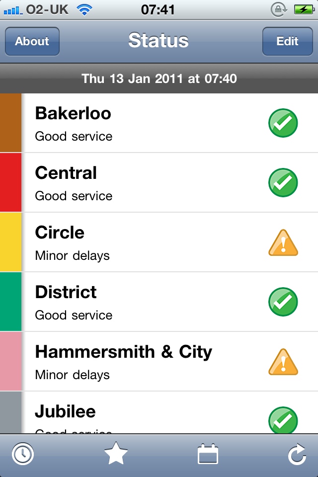 London Tube Status free app screenshot 1