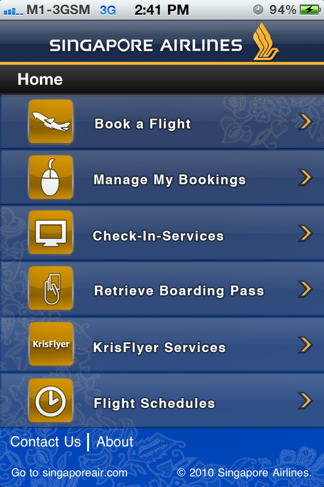 Singapore Airlines Mobile free app screenshot 2