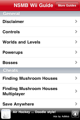 iCheats - New Super Mario Bros. Wii Cheats & Tips Free (Unofficial) free app screenshot 1