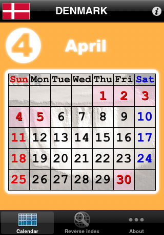 World Holiday Calendars 2010 Lite free app screenshot 1