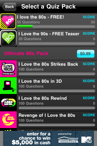 VH1's I Love the 80s Trivia free app screenshot 3