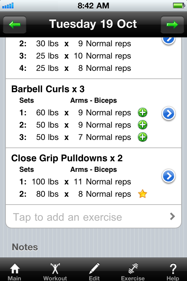 Workout Diary Lite free app screenshot 2