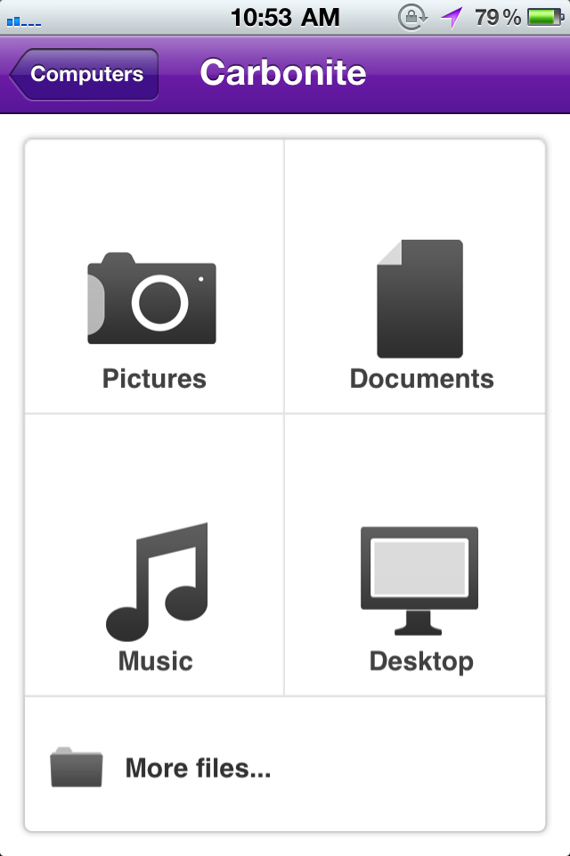 using carbonite app to backup all picture