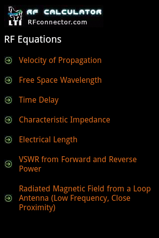 RF Calculators free app screenshot 1