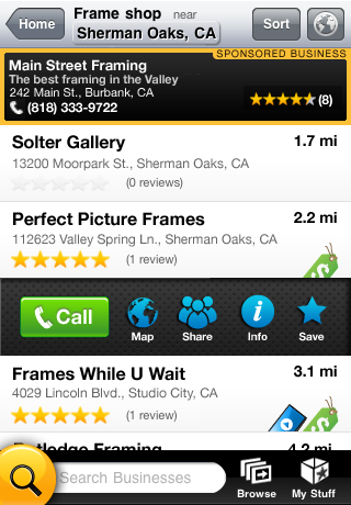 YP - Yellow Pages for iPhone free app screenshot 2