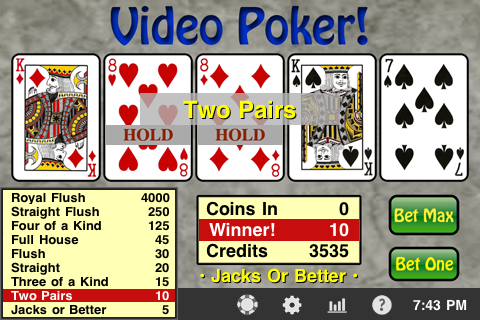 Free Video Poker! free app screenshot 1