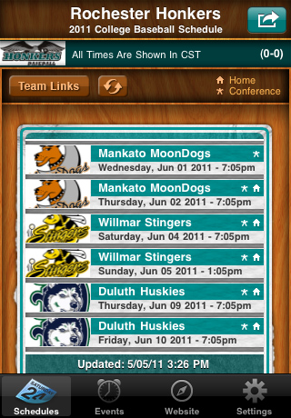 The Rochester Honkers Baseball Club Edition for My Pocket Schedules free app screenshot 2