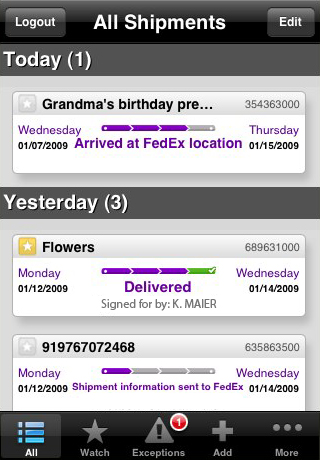 FedEx Mobile for iPhone free app screenshot 1