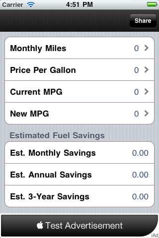 Car Buyer's MPG Savings Calculator free app screenshot 1