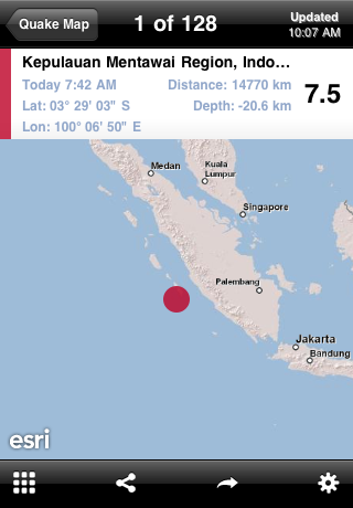 QuakeFeed - World Earthquake Info Displayed on ESRI Maps free app screenshot 1