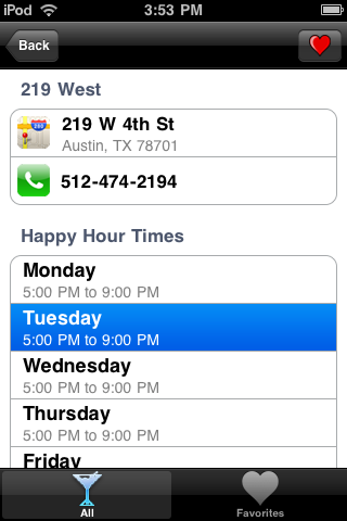 Austin Happy Hour free app screenshot 4