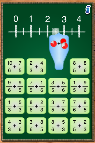 MathTappers  Estimate Fractions - a math game to help children learn to make sense of fraction sums and differences by estimating free app screenshot 1