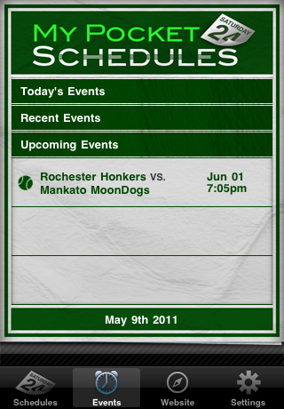 The Rochester Honkers Baseball Club Edition for My Pocket Schedules free app screenshot 3