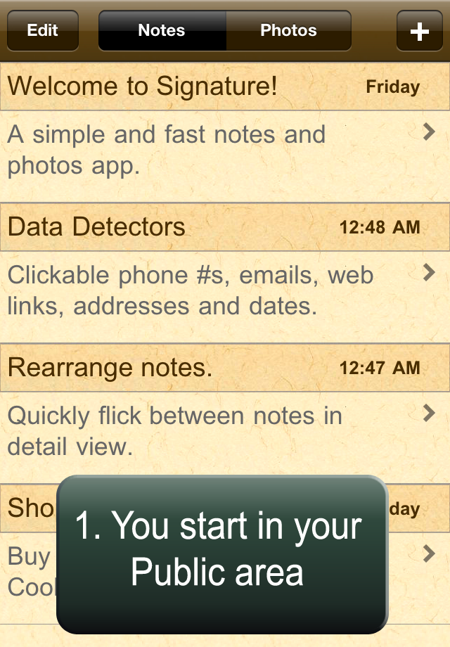 Signature-Secret Notes & Photos free app screenshot 1