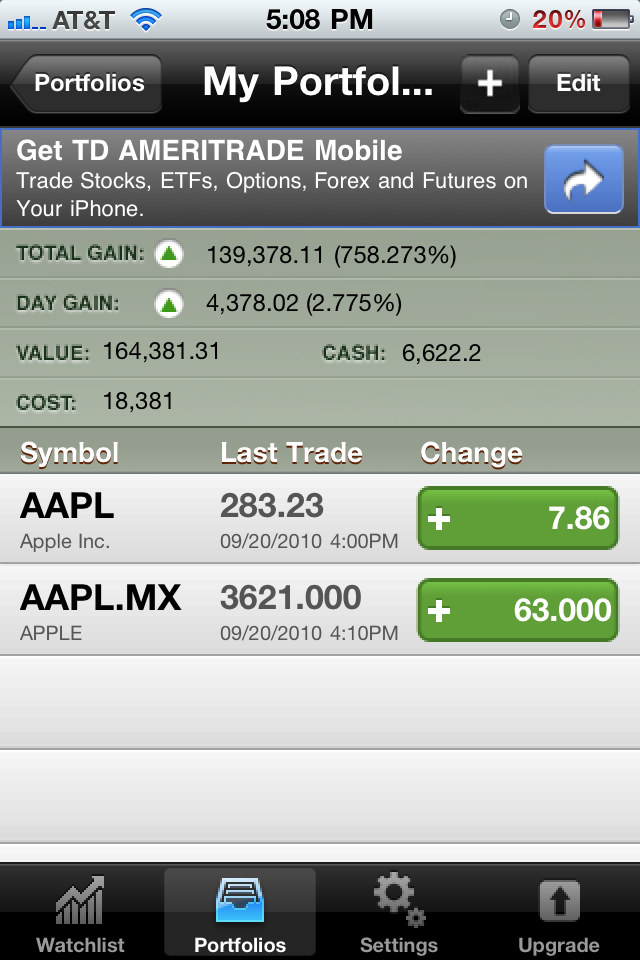 StockWatch Lite - Portfolio Tracking & Stock Market Quotes free app screenshot 2