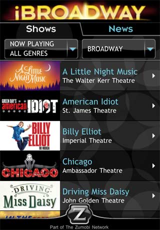 iBroadway free app screenshot 1