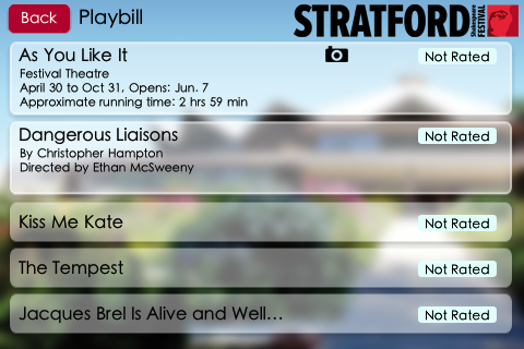 Stratford Festival Guide free app screenshot 3