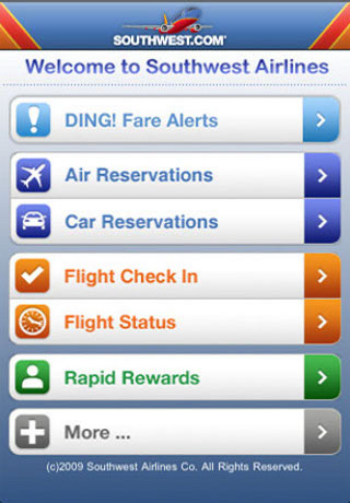 Southwest Airlines free app screenshot 1