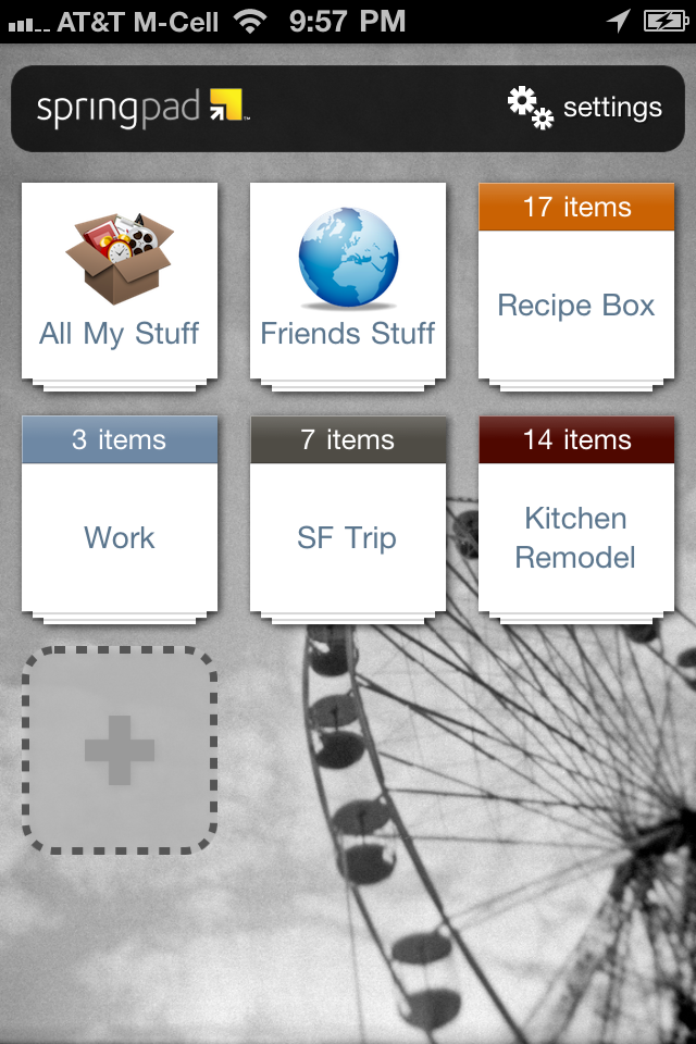 Springpad free app screenshot 1