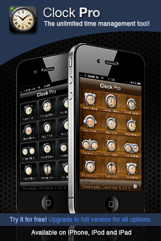 Clock Pro Free - Alarms, Clocks & Alarm Clock free app screenshot 1