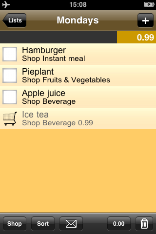 Economy Shopping - Shopping List