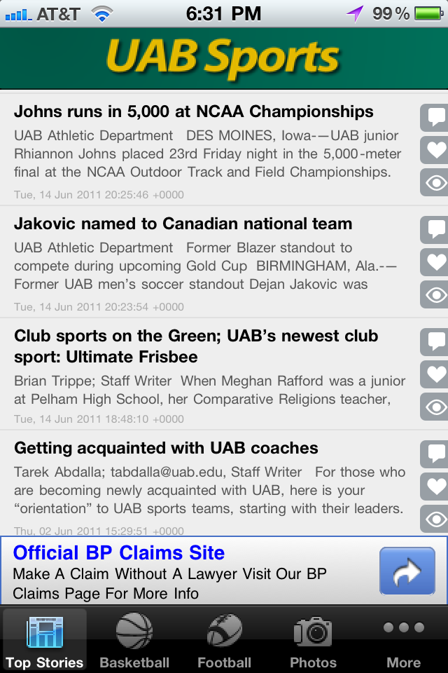 UAB Sports free app screenshot 2