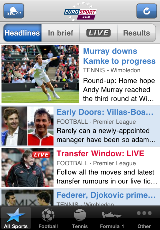 Eurosport free app screenshot 1