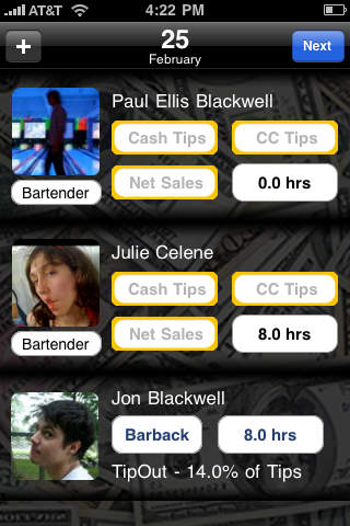 TipOut - for bartenders waiters