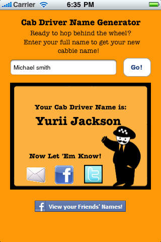 Cab Driver Name Generator! screenshot 2