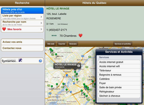 Hôtels du Québec pour iPad screenshot 2