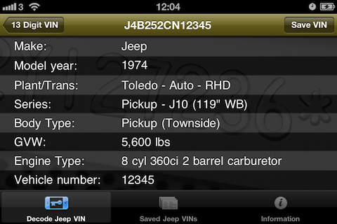 Jeep VIN Decoder screenshot 3