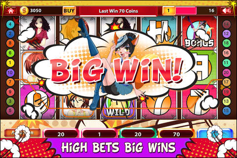 Manga Girls Slots - Lucky Free Cash Casino Slot Machine Game screenshot 3
