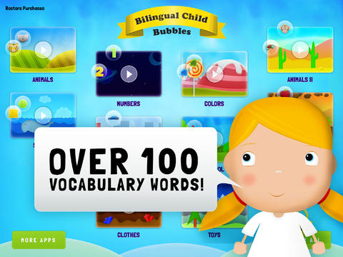 Learn English for Toddlers - Bilingual Child Bubbles Word Game