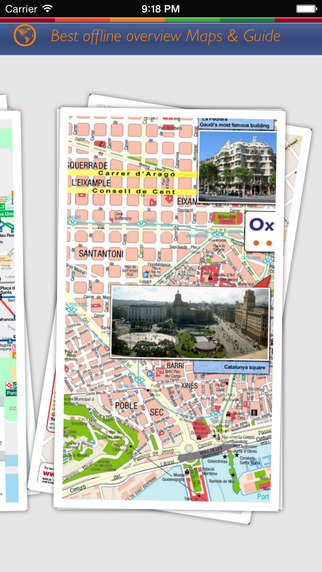 Barcelona City Tour Guide: Offline Map with Sightseeing Gallery Video and Street View plus Emergency