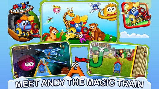 Andy The Magic Train is a game for kids to learn to identify animals colours alphabet and shapes on 