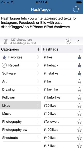 HashTagger - enhance your text for Instagram Twitter Facebook and other social networks