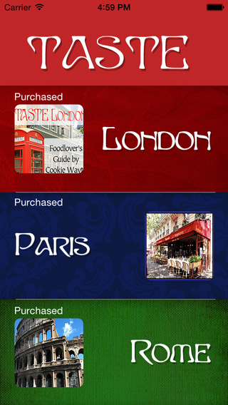 【免費生活App】TASTE London Paris Rome Food Lover's Guide-APP點子