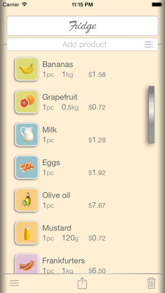 Shopping list – Fridge in your pocket