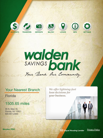 Walden Savings Bank for iPad