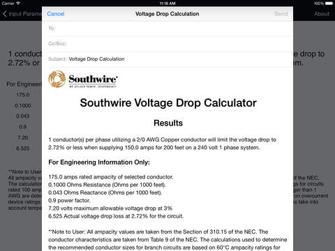 Southwire® Voltage Drop Calculator HD screenshot 3