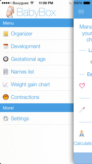BabyBox • Pregnancy calendar organizer tracker contraction timer