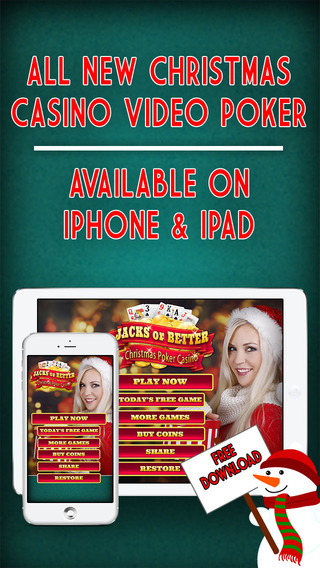 Play Christmas Video Poker Jack or Better Las Vegas Casino Style Card Games for Free