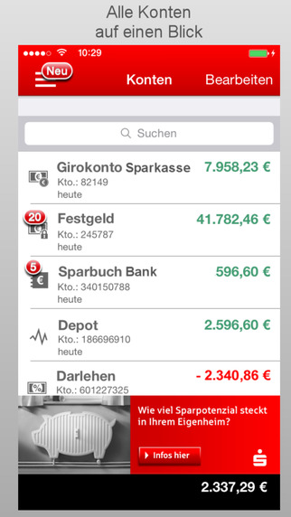 Sparkasse+ All bank accounts in one app