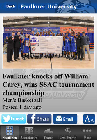 Faulkner University Athletics screenshot 2