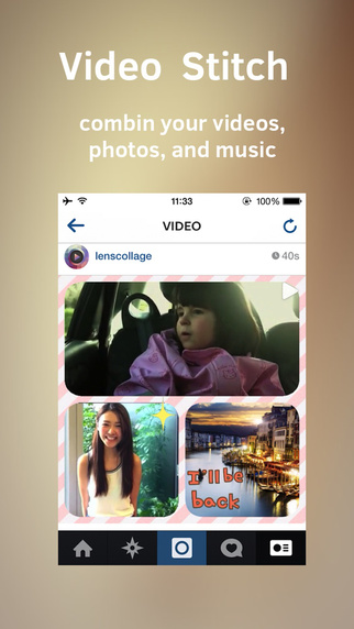 Clip Stitch 2 Video Collage Maker for Instagram Vine Youtube