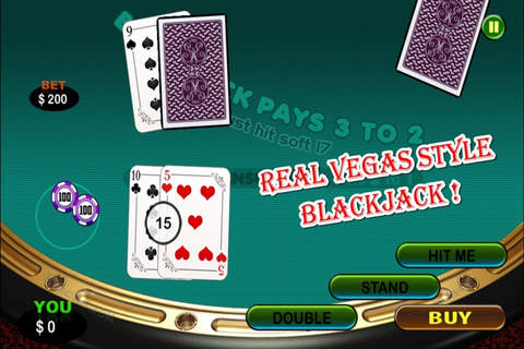 Blackjack Las Vegas Casino Style Gambling - Win Card Game Free screenshot 2